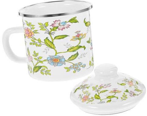 Milisten Emaille-Becher chinesische Trinkdose Kaffeetasse aus Keramik Wassergläser Kaffeetassen mit Deckel Kaffeebecher mit Deckel Teetasse aus Emaille Wasserbecher China