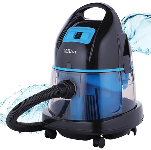 Zilan Aspirapolvere per acqua con filtro dell'acqua, senza sacchetto, EEK A H20, potenza di aspirazione 2.000 Watt, senza sacchetto, aspirapolvere a 360°