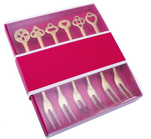 Fourchettes à Dîner, Fourchettes en Argenterie, 5 Fourchettes à Fruits en Acier Inoxydable, Petites Fourchettes en Métal à 2 Dents pour Cocktail, Apéritif, Dessert, Ensemble de Fourchettes Dorées pour