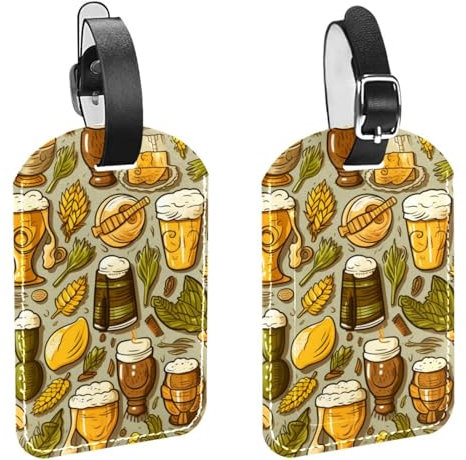 Gepäckanhänger,Taschenanhänger für Gepäck,Reisekofferanhänger,2-Pc,Bier-Essen-Cartoon-Tisch