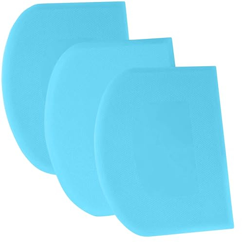 SURDOCA Dough Scraper Bench Scraper - 3P 4.7x3.7 Plastic Flexible Bowl Scraper, Sharp Edge & Angles Cake Scraper. Non-Slip Bakeware Decorating Tools Sculpting & Modeling Tools - Pure Blue