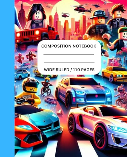 COMPOSITON NOTEBOOK - WIDE RULED 110 PAGES: Gaming-Themed Composition Notebook! Perfect for all young gamers and enthusiasts of the world’s most popular build-and-play platform.