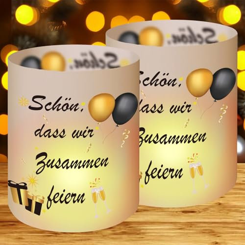 12 Windlicht Tischdeko Schön, DASS Wir Zusammen Feiern, Karneval Deko, Fasching Deko, Hochzeitsdeko Tisch, Geburtstagsdeko Mann Frau Mädchen Junge für Teelichter oder Kerzen