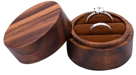 Ringetui aus Holz, Ringbox aus Holz, Verlobungsringhalter, rund