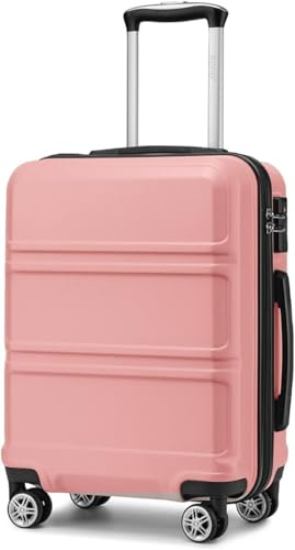 KONO Handgepäck Koffer 20 Zoll Leichter ABS+PC Hartschalenkoffer mit TSA-Schloss Reisekoffer mit 4 Rollen Kabinenkoffer 52×38×21cm, Nude