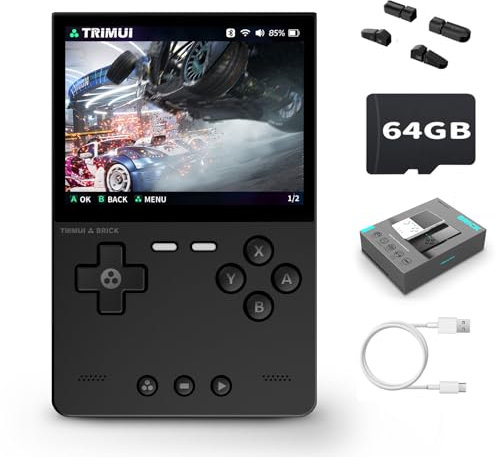 Trimui Brick Retro Game Console 3.2-Inches 1024x768 IPS Screen Built-in 64G TF Card Video Gaming Consoles 3000mAh Lithium Battery Supports Multiple Simulators Casual Game Console(Black)