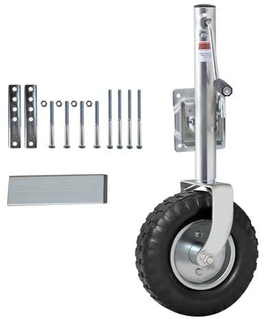 FPIGSHS Schwerlast Anhänger Stützrad 900kg, 26 cm Hub, 34 cm aufblasbares Strand stützrad, schwenkbarer Anhängerstützrad für Boot Anhänger, Wohnwagen & Pferdeanhänger