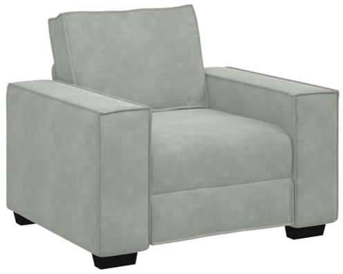 vidaXL Divano Sedia Grigio Chiaro 100x78x84 cm Velluto, Poltrona Divano Singolo, Sedia Accento, Sedia Relax, Sedia a Sdraio, Sedia TV, Divano a Un Posto