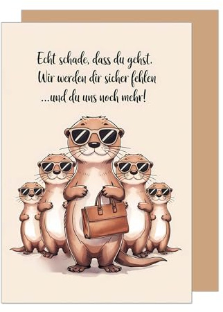 Edition Seidel Premium Glückwunschkarte zum Abschied mit Umschlag. Abschiedskarte mit Spruch Grußkarte Karte Ruhestand Jobwechsel Mann Frau Kollege Kollegin Freunde Otter (AS155 SW025)