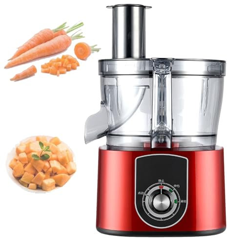 XSDAJSD Cortadora y rebanadora eléctrica de Verduras, cortadora Comercial de Verduras, cortadora automática de Patatas y cebollas, con Cuchilla de 8/10 mm, para Uso Comercial y doméstico (roja)