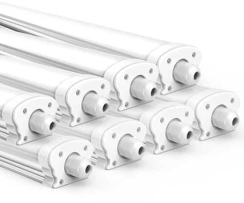 JESLED - 8er Pack LED Feuchtraumleuchte 120cm IP65-30W 5200 Lumen - 4000K Neutralweiß - Verknüpfbar - Kellerleuchte, Nassraumleuchte - Feuchtraum Wannenleuchte