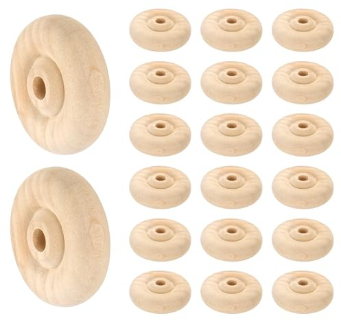 sourcing map Slab Wooden Wheels 1-1/2 Dia. 1/2 Thick 1/4 Hole, Flat Unfinished Wood Hobby Wheel for Mini Christmas Tree Base DIY Model Cars Trucks, 24pcs