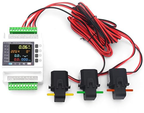 Contatore di Energia Trifase, 100/200/1000 A per Tuya WiFi Smart Protezione Contatore di Energia Trifase con Protezione da Sovratensione/Sottotensione/Corrente Bidirezionale (100A)