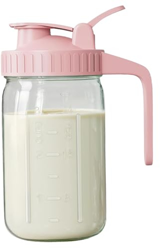 NIDONE Jarabarra de leche materna, botellas de almacenamiento de leche materna de 34 oz jarra a prueba de fugas con manejo de botellas de almacenamiento de de mama de vidrio sin BPA para refrigerador