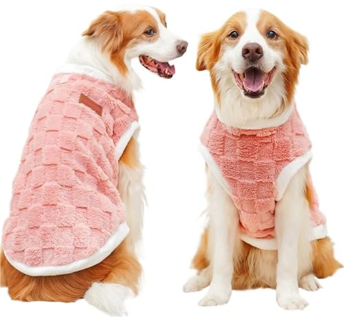 Wintermantel für große Hunde, Größe S-6XL, warmer, wasserdichter Pullover für Golden Retriever, Deutscher Schäferhund, Hundebekleidung mit Fleecefutter, Outdoor-Pullover für kaltes Wetter (Rosa, XXL)
