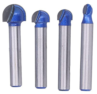 Juego de 4 brocas para enrutador de punta redonda, madera de doble flauta, cabeza en Y con vástago de 1/4 de pulgada, para enrutador CNC de escritorio portátil, acero al carbono