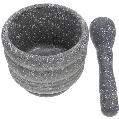 Uonlytech Pilon Mortier Presse-ail Plastique Compact 10x11 Cm Outil Broyage Manuel Ustensile la Cuisine Maison pour Épices Herbes Ail Set 2 Pièces