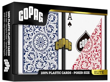 COPAG Barajas de Póker 100% Plástico Jumbo Index – Doble Mazo Azul/Rojo (2 x 54 Cartas, Tamaño Estándar 63 x 88 mm en Estuche Rígido)