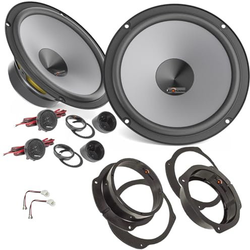 EvoTuning Kit Casse Altoparlanti Anteriori per Fiat Bravo II dal 2007 compatibile con Hertz K 165 300W Set 2 woofer +2 tweeter + 2 Anelli Adattatori 165mm + 2 Cavi (No plug and play)