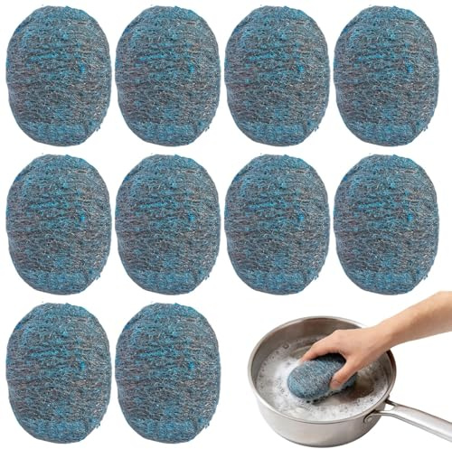 10 Stück Jex-Stempel mit Stahlwollseife, Stahlwoll-Pads, Seifen-Pad zum Entfernen von Stubborn, leicht zu reinigender Puder, wiederverwendbar, saugfähig, 10 Stück