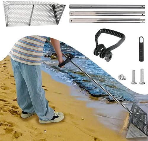 Rastrillo tamizador de Arena, Juego de rastrillos para Arena de Grado Comercial - Rastrillos de Playa ecológicos para una Limpieza eficiente de la Arena, tamiz portátil con Forma de Diente d