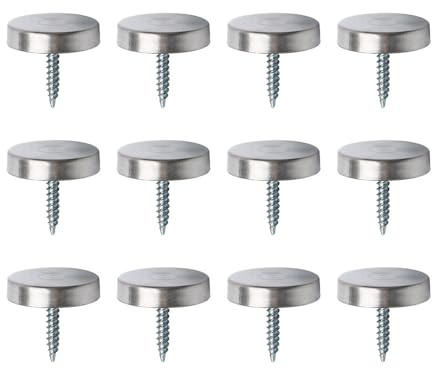 Alise Screw Covers Caps,12 Pcs Decorative Mirror Screws Cap Nails 1'' Dia,SUS 304 Stainless Steel Upholstery Screws Head Covers,Brushed Finish