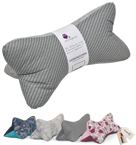 Leseknochen Ausgefallen Nackenkissen Handmade in D, waschbar (Mister Grey)
