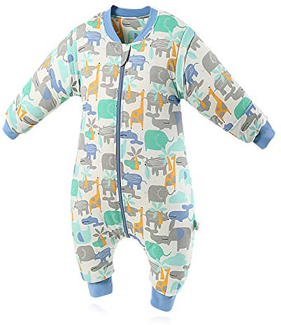 SONARIN Babyschlafsack mit Beinen Schlafsack mit Füße,abnehmbaren Ärmeln,3,5 Tog,Bio-Baumwolle Verschiedene Größen von 6 Monaten bis 6 Jahren