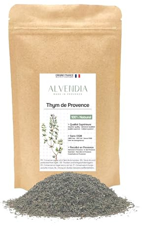 ALVENDIA - Véritable Thym de Provence - Cultivé et Récolté dans le Sud de la France - Paquet de 200 Grammes - Récolte 2025