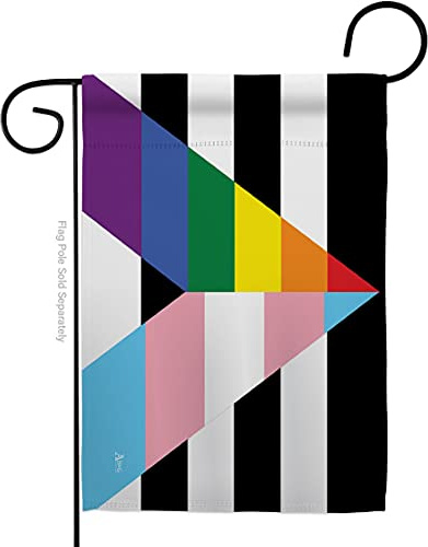Americana Home & Garden Bandera de jardín gay trans recta aliada apoyo orgullo arco iris amor LGBT bisexual pansexual transgénero decoración de casa banner pequeño regalo de patio doble cara,