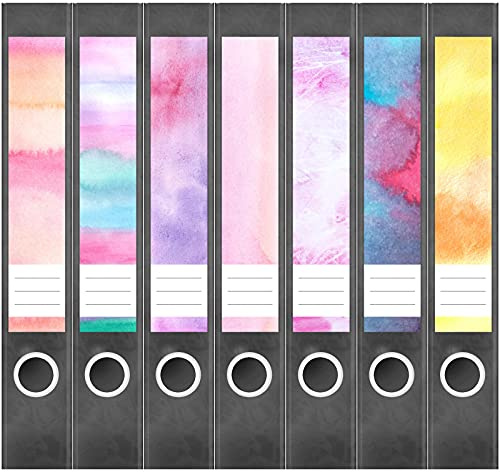 Etiketten für Ordner | Deko 29 Muster Mix | 7 Aufkleber für schmale Ordnerrücken | Selbstklebende Design Ordneretiketten Rückenschilder