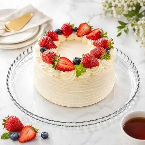 DESTALYA Tortenständer Glasplatte 32 cm rund Serviertablett für Cupcakes, Kuchen, Käse, Charcuterie, Salat, Snacks, Patisserie, Plateau à Gâteau, Pasta Tabagı