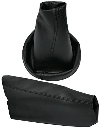 Aerzetix - C57740 - Cuffia soffietto per leva del cambio e freno a mano - compatibile con Mini Cooper One D S R50 R53 dal 2001 al 2006 - colore: nero - in pelle sintetica