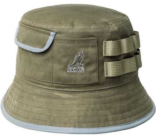 Kangol Waxed Utility Bucket Baumwollhut Stoffhut Anglerhut Sommerhut Sonnenhut Damen/Herren - Sommer Frühling-Sommer - S (54-55 cm) Oliv