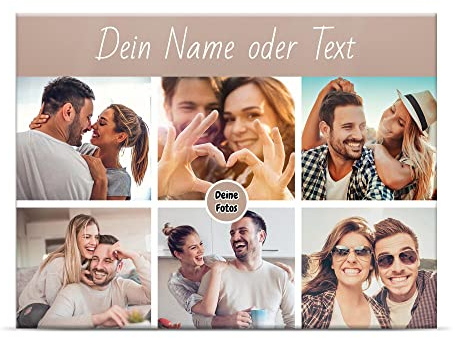 Fotomagnet selbst gestalten mit 6er Collage und Text - 6 Fotos - Jahrestag Geschenk, personalisierte Geschenke | Querformat, 6 x 8 cm