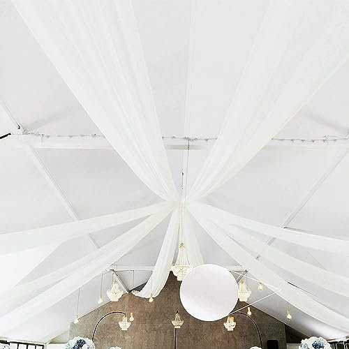 WEDLINE - Tenda Decorazione Arco Nuziale, 80CM X 100M - Tessuto non Tessuto Decorativo, Drappeggio per Matrimonio, Rotolo Bianco, Decorazione Matrimonio, Baby Shower, Comunione, Battesimo, Compleanno