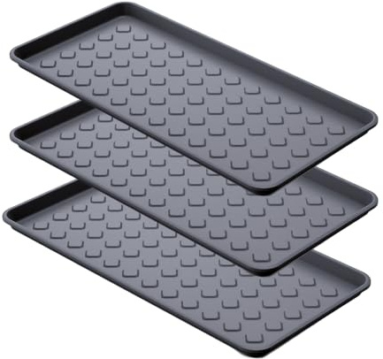 Garronda Schuhabstropfschale Schuhablage Abtrofschale für Schuhe 72 x 35 cm PVC Schuhabtropfmatte Schuhabstreifer GD-0052 (Schwarz, 3 Stück)
