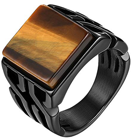 OIDEA Anello da uomo in acciaio inox con occhio di tigre, stile rock and roll punk, varie dimensioni, nero, #14(72mm), Acciaio inossidabile Acciaio inossidabile Occhio di tigre, Non applicabile.