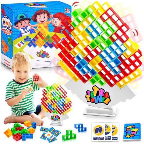 64 Stück Tetra Tower Spiel, Tetra Tower, Balance Spielzeug Tower Game | Balance Team Tower Spiele Game Stapelspiele Creative Stack Attack, Lustige stapelspiel Team Tower-Spiel für Kinder,Erwachsene
