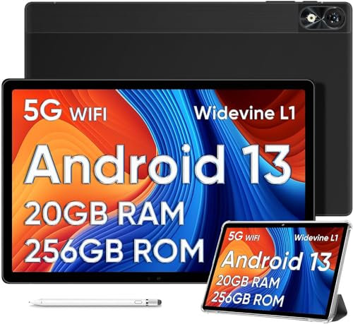 DOOGEE T10PLUS Android 13 Tablet, Tablet 10.51 Pulgadas 20GB RAM+ 256GB ROM(1TB TF), 4G LTE+5G WiFi, 13MP Cámara/Octa Core/Tablet PC 2K/ 8250mAh Batería/Face ID/ BT5.0/ Widevine L1/ TUV Negro