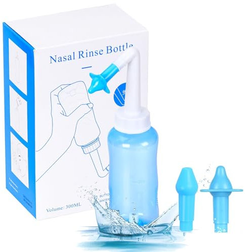 Neti Pot Sinus Rinse Kit Nose Wash Cleaner 300ML Nasal Rinse Sinus Rinse Bottle Pressure Rinse Nasal Irrigation for Adult and Kid BPA Free