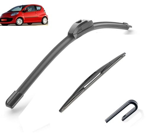 Escobillas de limpiaparabrisas de coche compatible con Toyota Aygo Peugeot 107 Citroen C1 MK1 2005 2006 2007 2008 2009 2010 ventana delantera trasera
