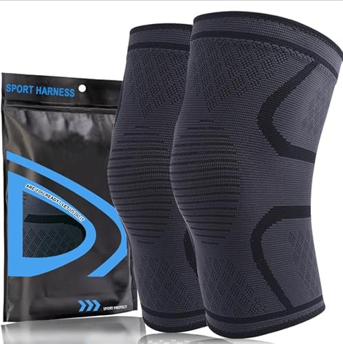 home harbor 2 Pièces Genouillère pour Homme et Femme,Genouillère Élastique Respirant,Genouilleres Sport pour course à pied et entraînement,Noir,L