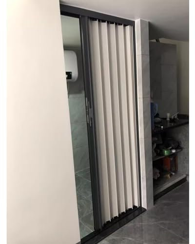 Schiebetür Falttür falttüren innentüren 203 cm hohe Falttür mit Aluminiumplatten und grauem Rahmen, abschließbare Falttür, interne Schiebetür für Schlafzimmer, Schrank, Küche, temporärer Raumteiler(51