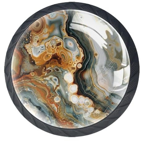 Runde Türknäufe mit einem Loch, 30 mm, mit Schrauben, für Möbel, Schrank, Kleiderschrank, Schublade, Marmor, 4 Stück