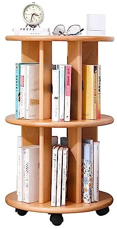 YTGHBIML Bücherturm Freistehend 360° drehbares Bücherregal, 3-stöckig, Massivholz, stehend, Bücherregal, einfacher Stil, Bücherregal, tragbar, Heim-Bücherregale perfekte Darstellung