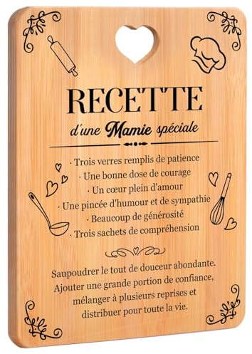 Cadeau Mamie, Planche à Découper en Bambou Gravée, Cadeau Mamie Original pour Anniversaire et Noël, Fête des Grands-Mères, Surprise Grand-Mère
