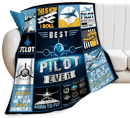 Banonaty Airplane Blanket Pilot Plane Throw Blanket Cozy Fleece Flannel Plush Bedding Aviation Gifts for Pilots Men Women Lover Boys Girls Teen for Couch Sofa Bed Decor 40X50