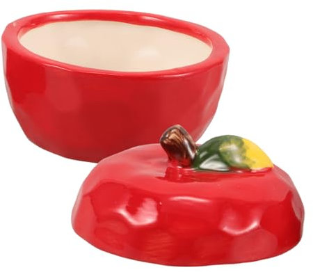 PRETYZOOM tarro de manzana de navidad tarro de galleta azucarero con tapa recipiente en forma de manzana Frasco de cerámica para velas tazón de azúcar lindo animal azucarero rojo