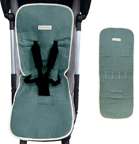 Colchoneta Silla Paseo Universal Mimuselina | Colchoneta Carro Bebe Universal de 100% Algodón OEKO-TEX | Transpirable y Lavable | Para Verano e Invierno | Hecho a Mano en España